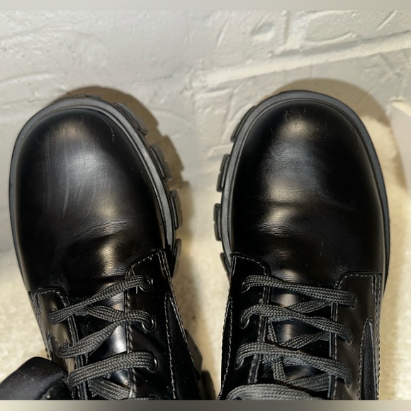 Prada Monolith Leather and Re- Nylon Combat Boots Size 37 - Picture 5 of 16